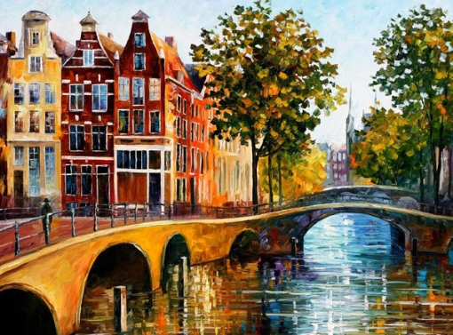 Leonid Afremov, The Gateway to Amsterdam, 2000s, oil on canvas, [no dimensions], Private Collection