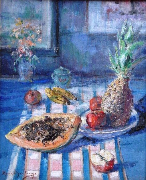 MANOEL SANTIAGO (1897 - 1987)Flores e frutos, déc60,o.s.t - 60 x 50