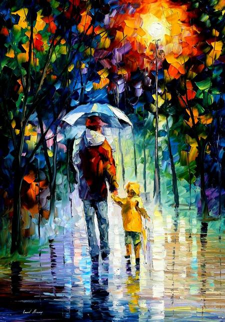 rainy_walk_with_daddy_afremov_by_leonidafremov-d31pnbb