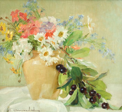CARLOS OSWALD - (1882 - 1971)- Vaso de flores e frutas - osm - 34 x 39 - cie