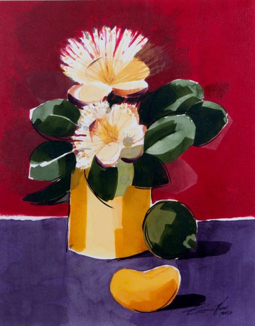 Elisiana Alves,Flores e Frutos de Pequi, 48 x 38 cm – Aquarela, 2008