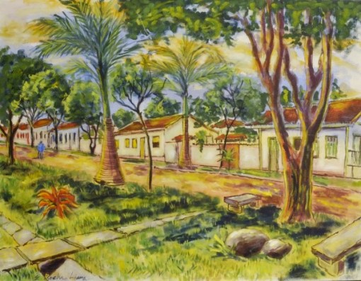 ELDER ROCHA LIMA (Brasil, 1928), têmpera de vinil Rua Aurora, Pirenópolis, Go,90 x 70cm 2010