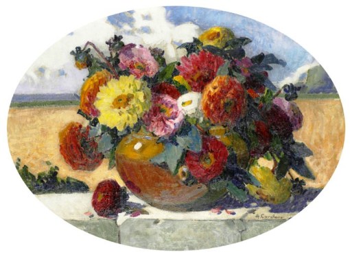 Henrique Cavalleiro (Brasil, 1892-1975) Vaso de flores   OST  53 x 73   1925