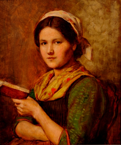 Menina lendo, c 1890.  osm, 63 x 50 cm ,Franz von Defregger