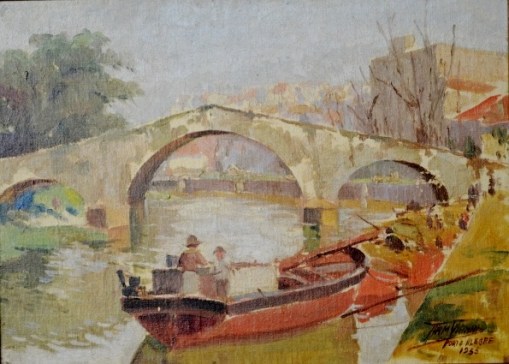 ARMANDO VIANNA. SEM TITULO O.S.T.C.E. ASSINADO C.I.D., PORTO ALEGRE. DATADO 1935. 25X33,