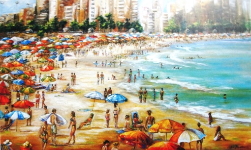 Castro Almeida (Brasil, 1941) Copacabana, Princesinha do Mar, at, 60 x 100 cm