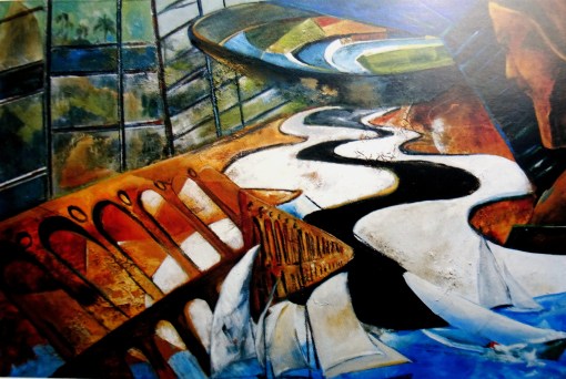 Do Karmo Ferreira (Brasil, 1942) Este é o Rio, Mista sobre tela, 100 x 180cm