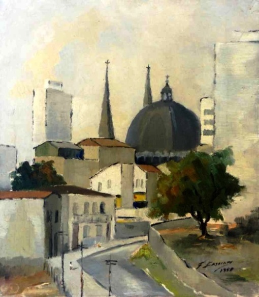Francisco Cassiani - Centro de São Paulo - Óleo sobre tela - 41 x 33 cm - 1958