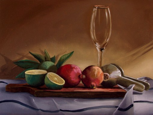 pintura-a-oleo-sobre-tela-natureza-morta-com-romas-e-limoesMarcio Camargo,(Brasil, 1975), 2012,ost, 30x40cm, col part,wwwmarciocamargo.com.br, 30 x 40 cm