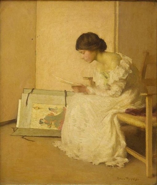 ALICE SOHIER-Lembranças,Alice Ruggles Sohier (EUA, 1880-1969),Óleo sobre tela, 65 x 55 cm, Coleção Particular