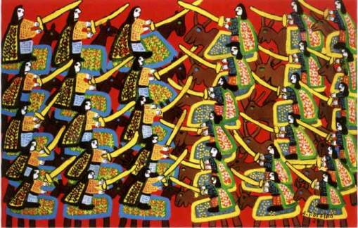 Cavalhada, Antonio Poteiro, 1980. Acrílica sobre tela, 90 x 140 cm