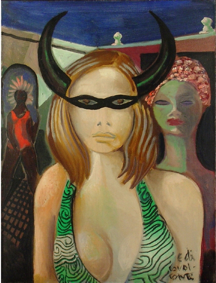 DI CAVALCANTI, Emiliano (1897-1976)Carnaval. Óleo sobre tela, 61 x 46 cm. Assinado embaixo 1972.