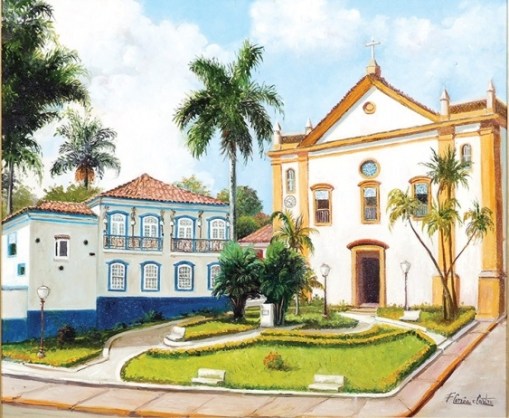 FERNANDO CORREA E CASTRO (1933)Sobrado e Igreja da Matriz em Bananal-SP,ost,50 X 60.