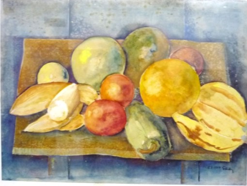 GEZA HELLER. (Hungria, 1902-Brasil, 1992) Natureza morta, aquarela, medindo 25 x 34 cm. Assinado no c.i.d. e datado 6.3.1944.