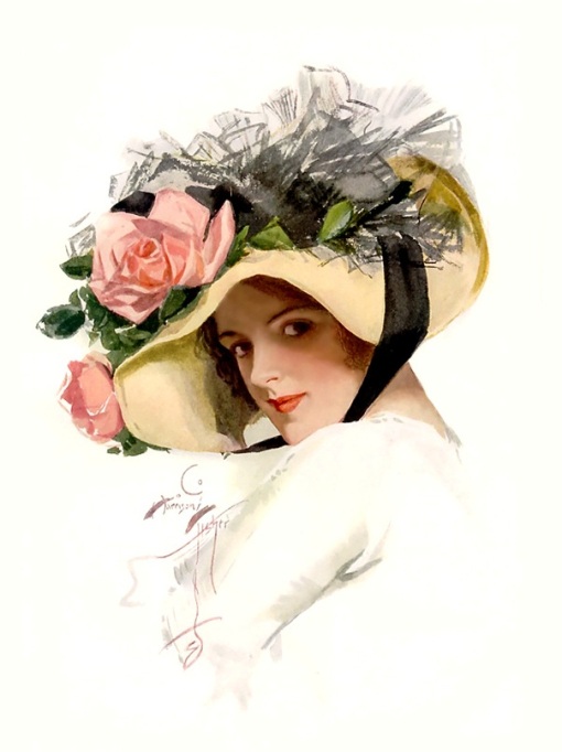 moça chapéu de palha Harrison Fisher (1875 - 1934)