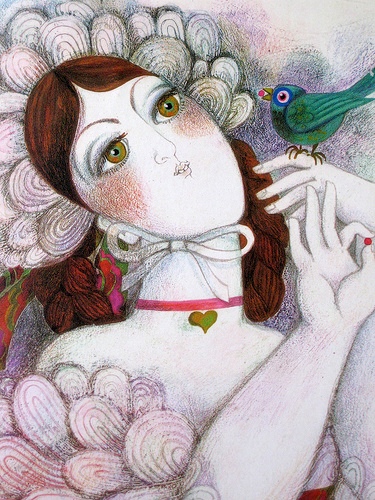 moça com passarinho, Jocelyne Pache, 1969
