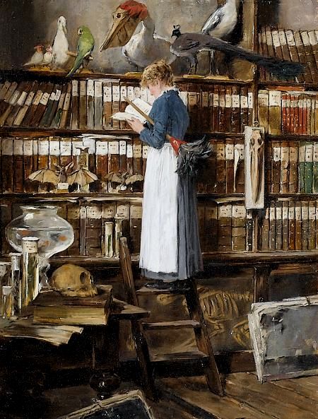 Edouard John Mentha Late 19th-early 20th centuryMaid Reading in a Library