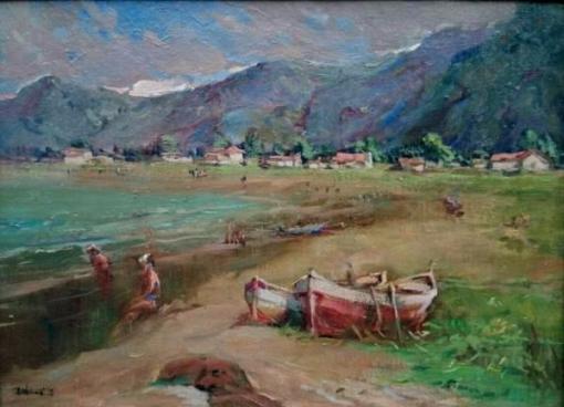 LUIZ LABOZETTO - Ubatuba - Óleo sobre Tela - 33x46cm - 1986 - assinado.