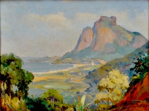 ARMANDO VIANNA (1897-1992) - São Conrado ao Fundo Pedra da Gávea,osm, 27 x 35. Assinado e datado (1938)