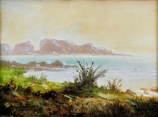 DOMINGOS GARCIA Y VASQUEZ - Paisagem - Têmpera sobre papel - 17 x 22