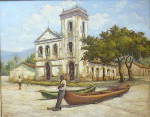 José Benevenuto Madureira (Brasil, 1903-1976),Igreja de Nossa Senhora da Conceição de Jurujuba,sd,c. 1950, óleo sobre tela, 80,5 X 99, PESP