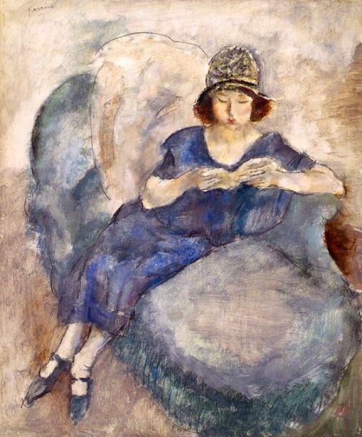 jules-pascin-girl-in-blue-dress-on-sofa-reading-jules-pascin-circa-1922