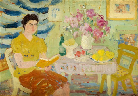 mulher-lendo-um-livro-janina-sussle-muszkietowa-polonia-1903-1956oleo-sobre-papelao-33-x-48-cm
