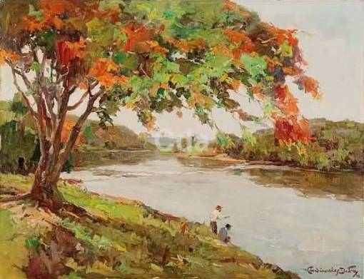 archimedes-dutra-brasil1908-1983pescadore-no-rio-piracicaba-1972-ost-50-x-75cm