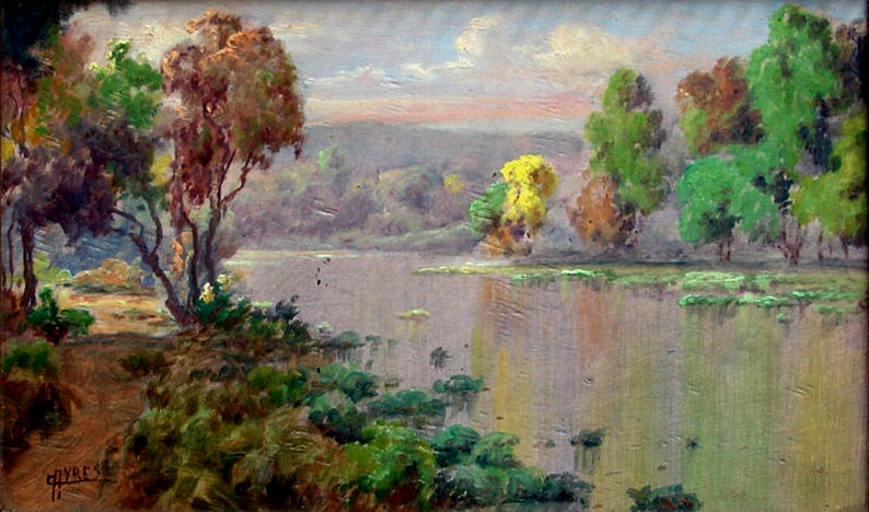 CAMPOS AYRES - Paisagem - Óleo sobre madeira - 17 x 27