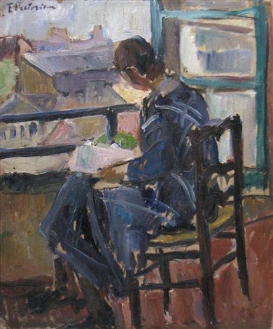 Florenta Pretorian (Romênia, 1902-1948), Leitura, ospapelão, 45 x 38cm