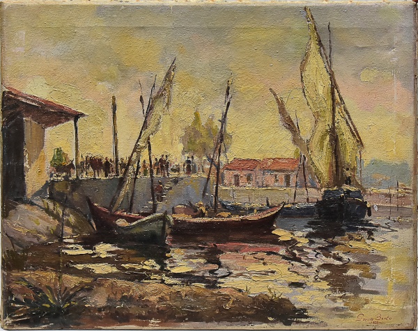 GARCIA BENTO -Praça XV, O.S.T, assinado no canto inferior direito e datado de 1925, 50x60 cm.