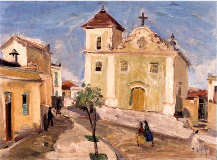 Mário Zanini , Igreja de São Vicente, São Vicente, SP, 1940, ost, 33 x 46, MACSP