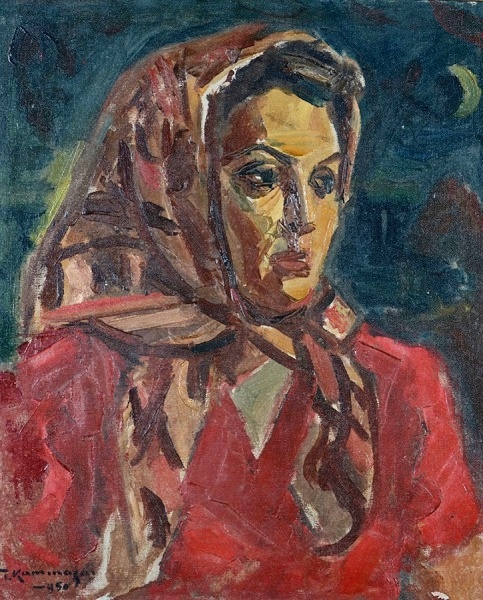 T.Kaminagai csua moldura própria - ost - lindos traços da figura feminina 1950 - 55x46 cm