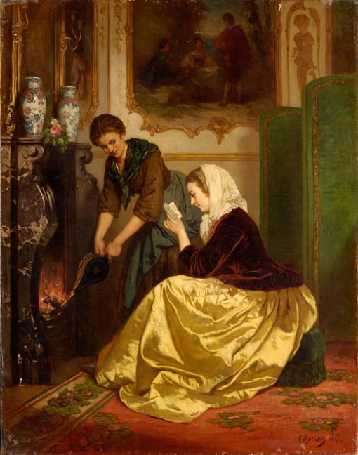 Becker, Carl Ludwig 1820 Berlin - 1900 ebenda,Das Neueste vom Liebsten.,Signiert. Datiert 1857. Öl-Lwd., 75 x 59 cm