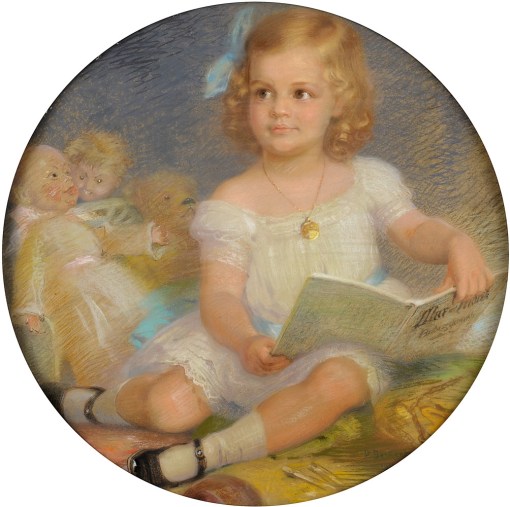 Beckert, Paul 1856 Lichtenstein-Sachsen - 1922 Olsberg Das Märchenbuch. Signiert. Datiert 1911. Pastell. Ø 70 cm