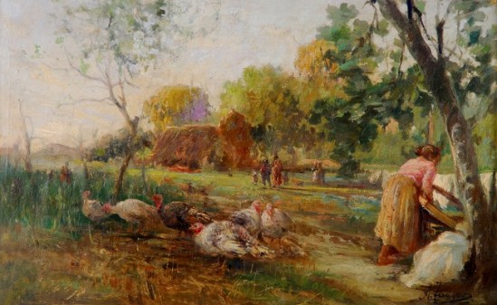 FERRIGNO, Antônio (1863 - 1940) Quintal, ost,- 27 x 44 cm