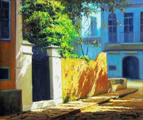 PEDRO NASCIMENTO (1927-1986)Largo do Boticário - Rio, óleo s tela, 46 X 55. Assinado e datado (1979) no c.i.d. e no verso.