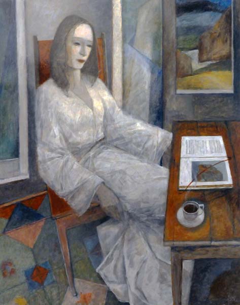 Pierre Lefebvre (Canadá, 1954), Mulher de branco, ospl, 100 x 80cm
