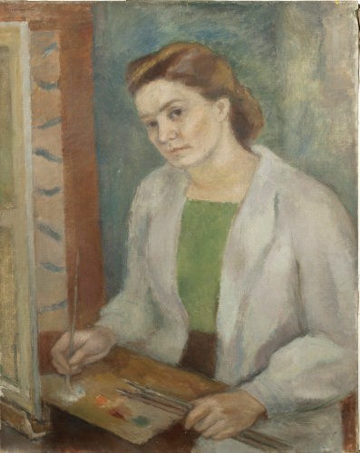 Florența Pretorian. Selfportrait, oil on canvas; 92 x 73 m.