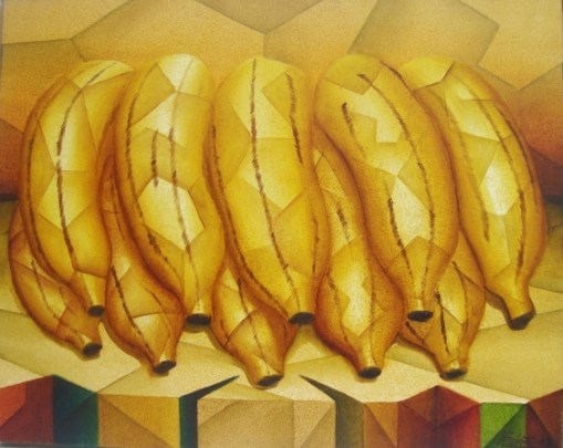 Hugo Espiritu - (peru-brasil)OST, ACID. - Natureza Morta Geométrico - Bananas - Mede 104x84cm.