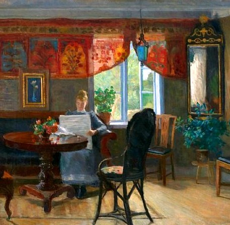 Kitty Lange Kielland, interior com mulher lendo, ost,