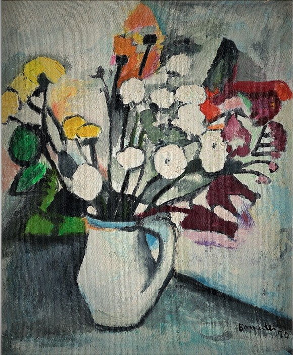 Bonadei, vaso com flores, 1970, ost,48 x 40 cm