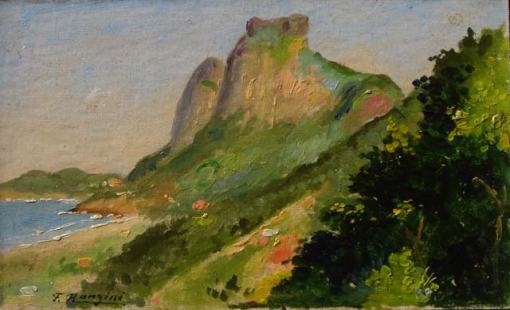 Felisberto Ranzini (1881-1976) Pedra da Gávea vista da Rocinha (1939) Óleo sobre cartão 10 x 16 cm
