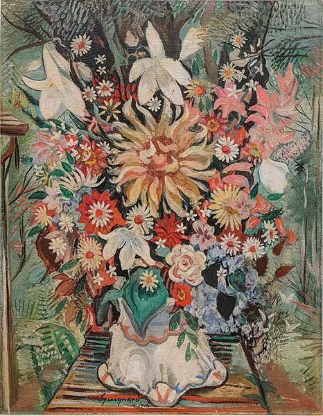 GUIGNARD, ALBERTO DA VEIGA,(Brasil,1896-1962)Vaso de Flores,os madeira, 1941,70 x 55 cm
