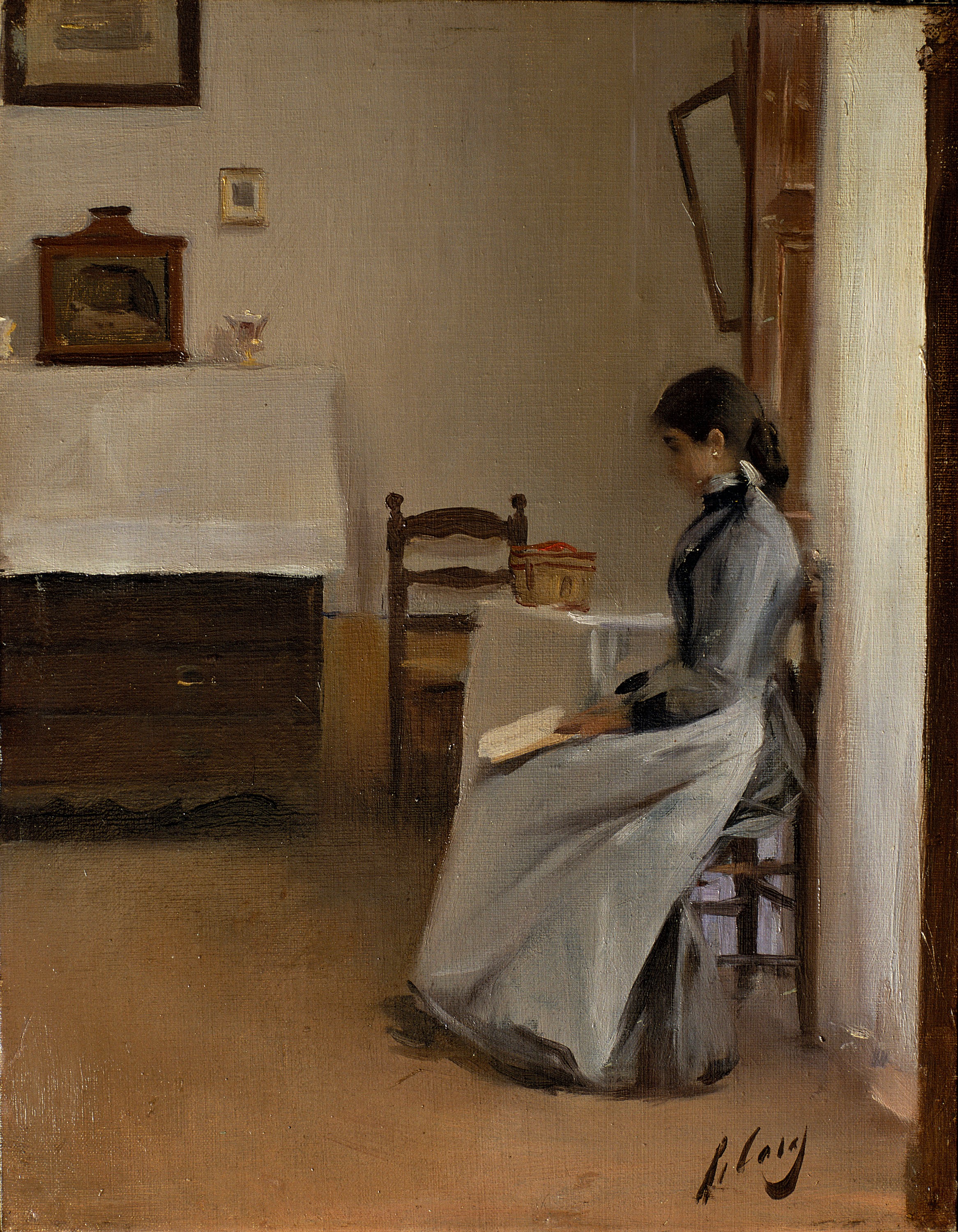 RAMON CASAS (Espanha, 1866-1932)Entre capítulos, 1890-, ost, 41x 32, Museu Nacional d_art de Catalunya.