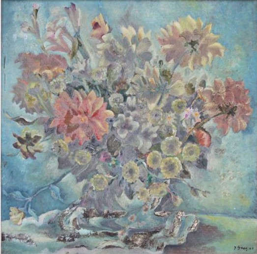 John graz ( Genebra 1891-São Paulo 1980)vaso com flores, 1943,osm, 64 x 74 cm