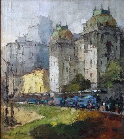 Armínio Pascual (Brasil, 1920-2006)Sede dos Correios em Niteroi, 1970, ost, 90 x 80cm