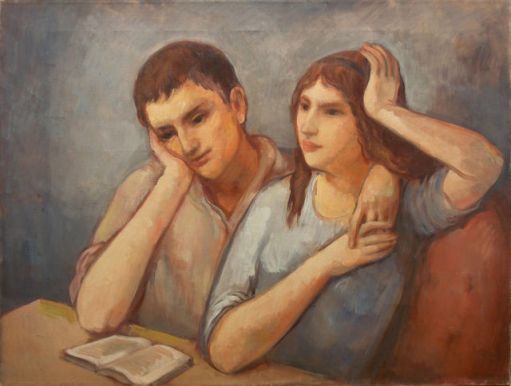 Bernard Karfiol (Hungria 1866-EUA1952)Jorge e Virginia lendo um livro, 1924Óleo sobre tela, 50 x 66cm