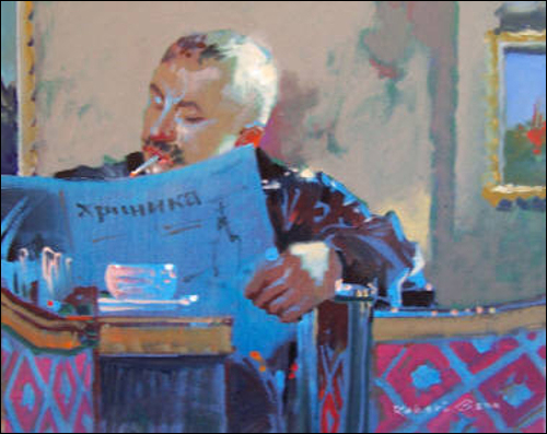 In a Moscow Café , by Canadian painter Robert Genn