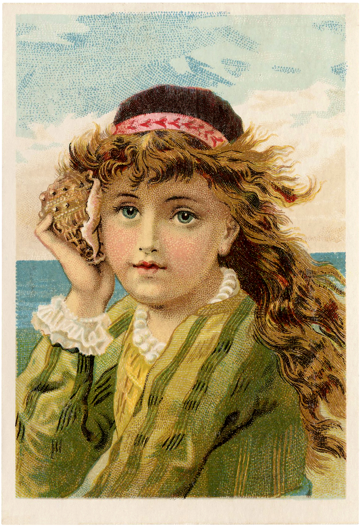 Vintage-Seashell-Girl-Image-GraphicsFairy